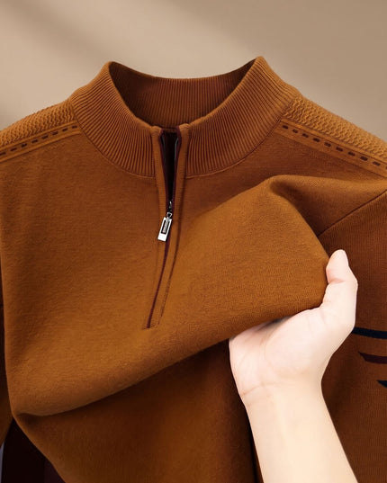 Men's Half-Zip Stand Collar Knit Pullover Sweater