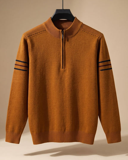 Men's Half-Zip Stand Collar Knit Pullover Sweater