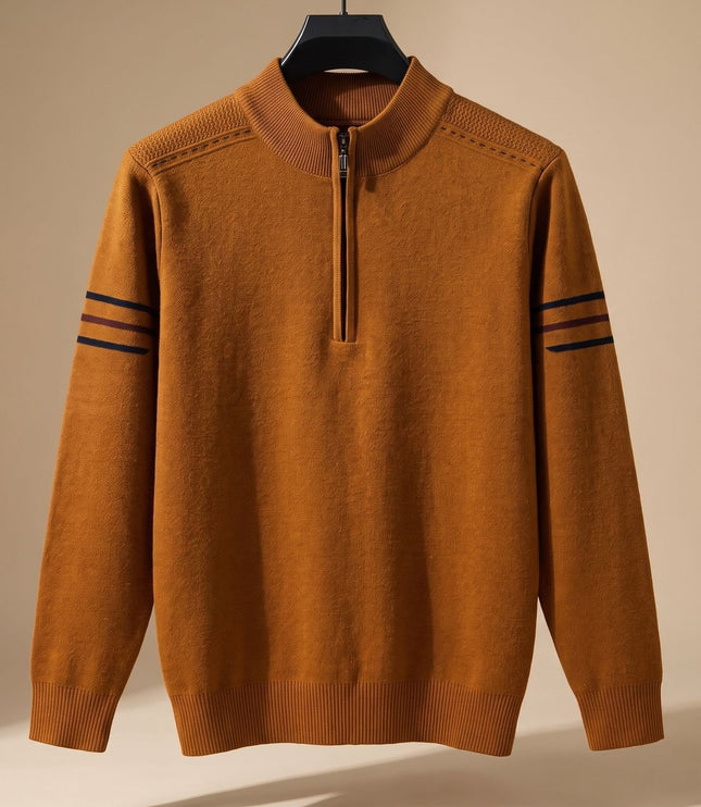 Men's Half-Zip Stand Collar Knit Pullover Sweater