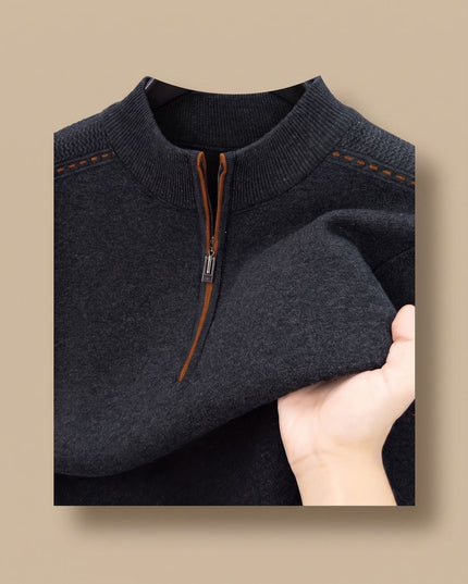 Men's Half-Zip Stand Collar Knit Pullover Sweater