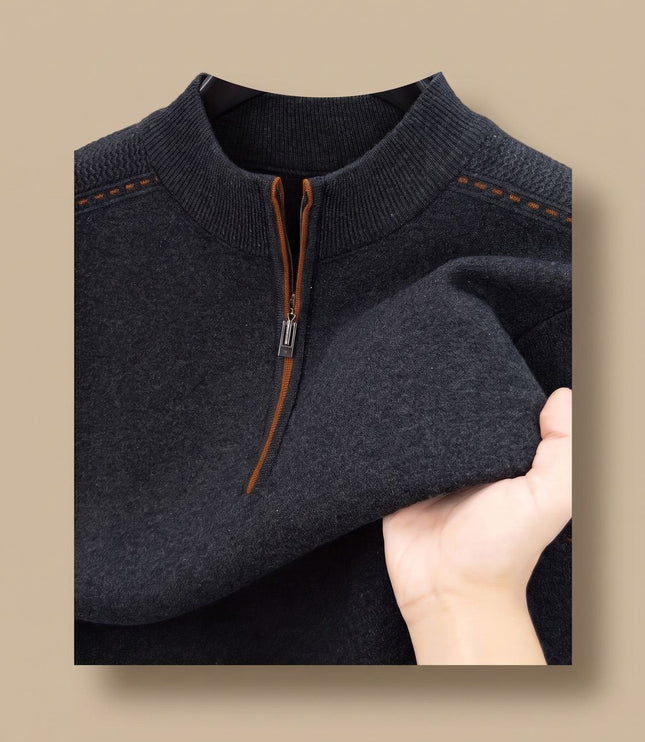 Men's Half-Zip Stand Collar Knit Pullover Sweater
