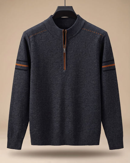 Men's Half-Zip Stand Collar Knit Pullover Sweater