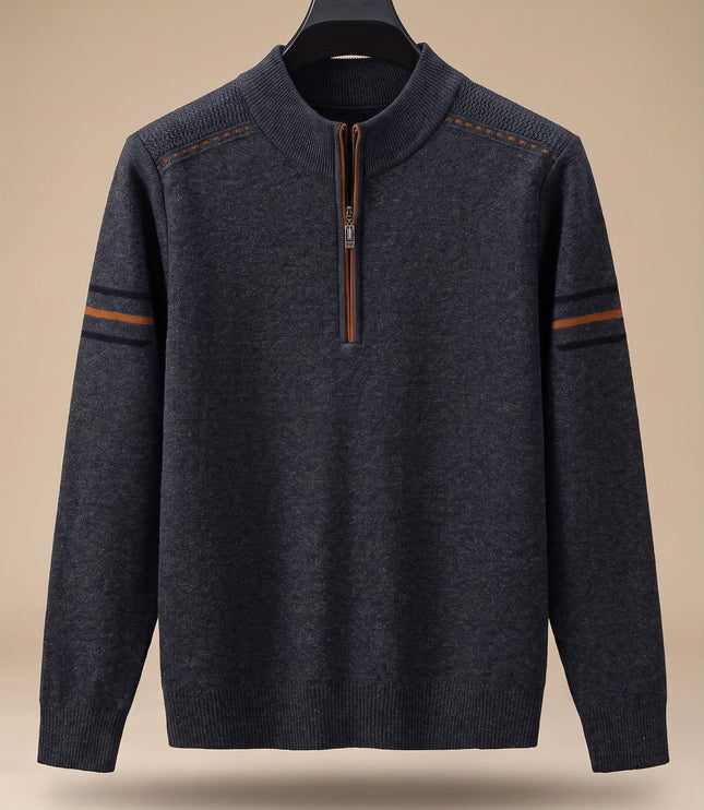 Men's Half-Zip Stand Collar Knit Pullover Sweater