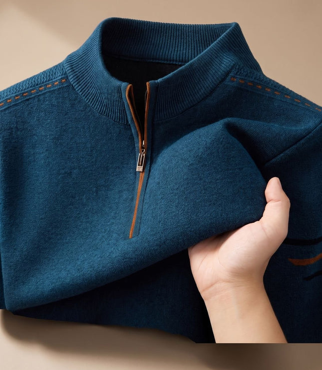 Men's Half-Zip Stand Collar Knit Pullover Sweater