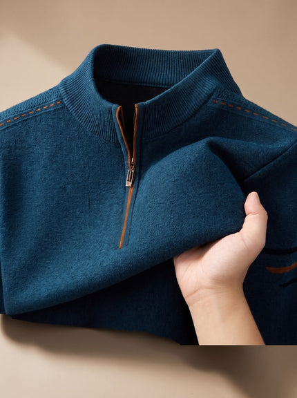 Men's Half-Zip Stand Collar Knit Pullover Sweater