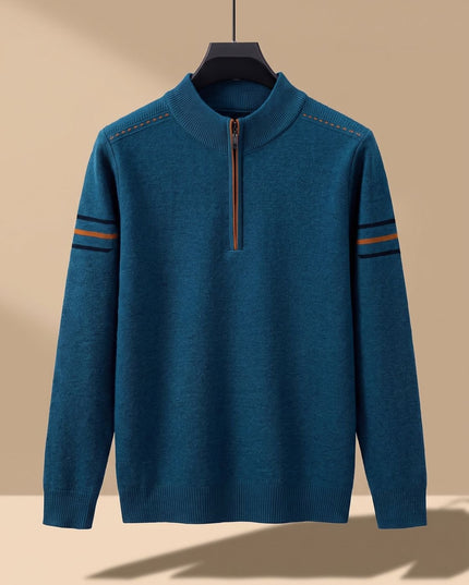 Men's Half-Zip Stand Collar Knit Pullover Sweater