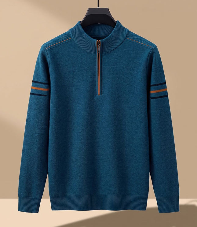 Men's Half-Zip Stand Collar Knit Pullover Sweater