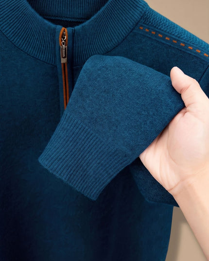 Men's Half-Zip Stand Collar Knit Pullover Sweater