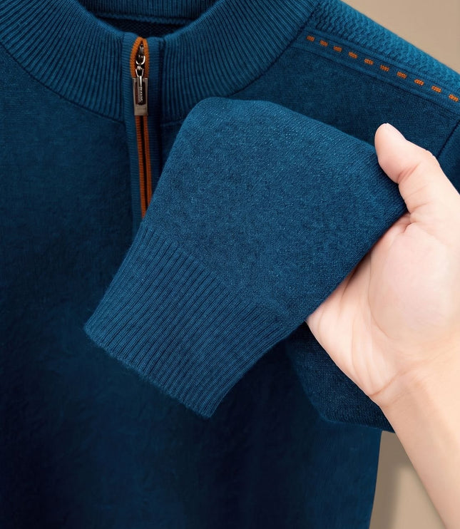 Men's Half-Zip Stand Collar Knit Pullover Sweater