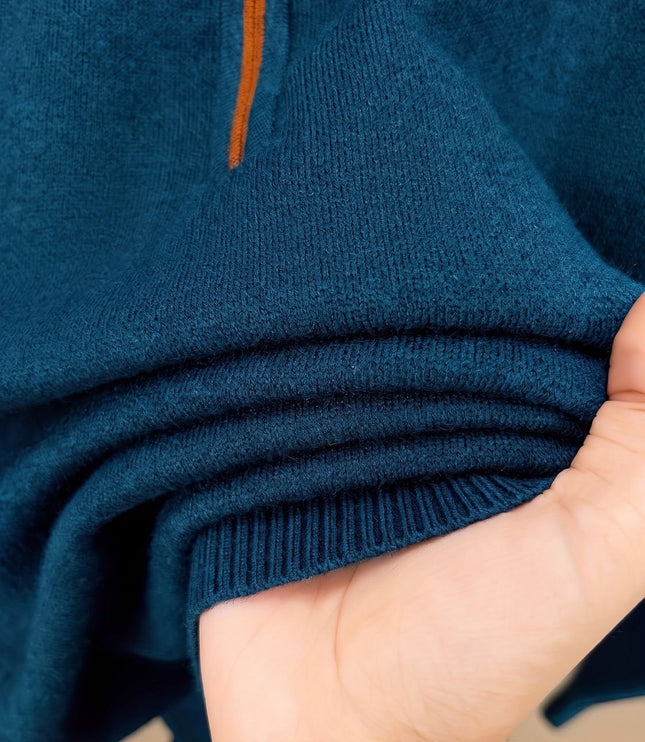 Men's Half-Zip Stand Collar Knit Pullover Sweater
