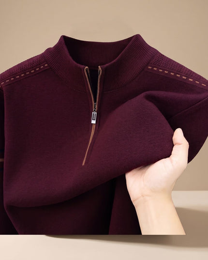 Men's Half-Zip Stand Collar Knit Pullover Sweater