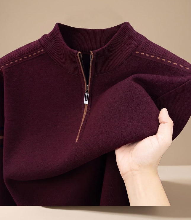 Men's Half-Zip Stand Collar Knit Pullover Sweater