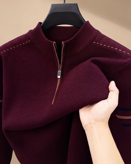 Men's Half-Zip Stand Collar Knit Pullover Sweater