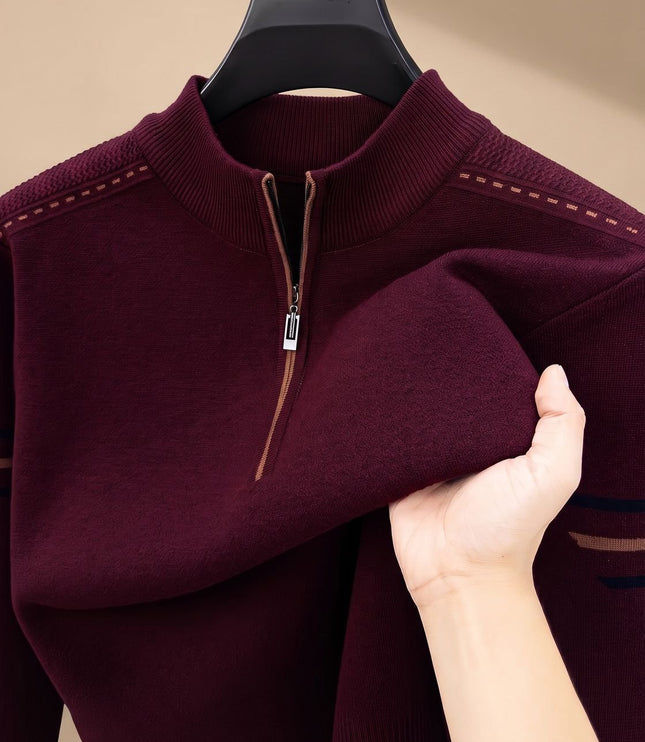 Men's Half-Zip Stand Collar Knit Pullover Sweater