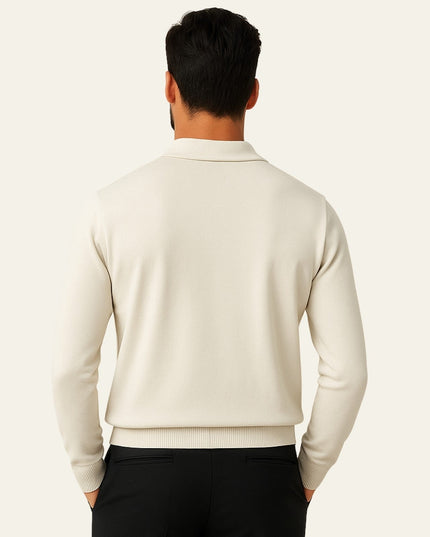 Men's Knit Polo Pullover with an Open Collar