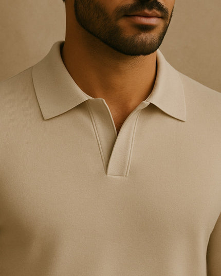 Men's Knit Polo Pullover with an Open Collar