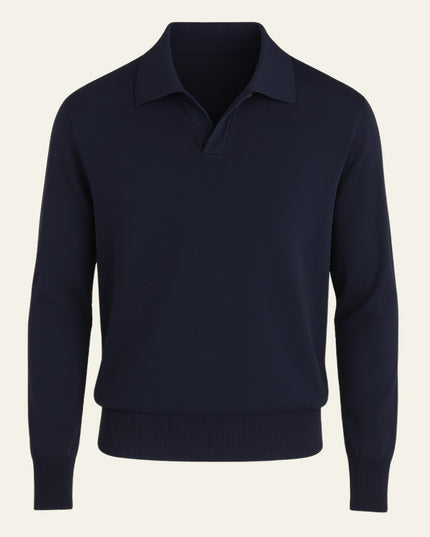 Men's Knit Polo Pullover with an Open Collar