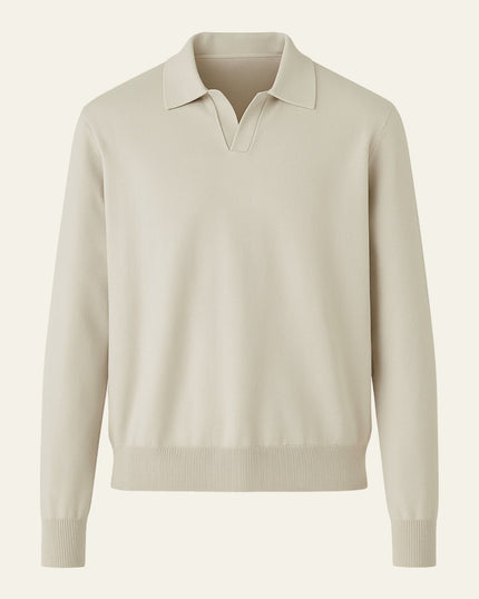Men's Knit Polo Pullover with an Open Collar