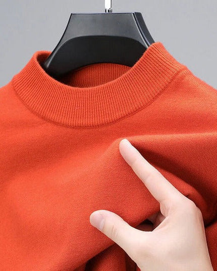 Men's Knit Pullover with a Ribbed Funnel Collar