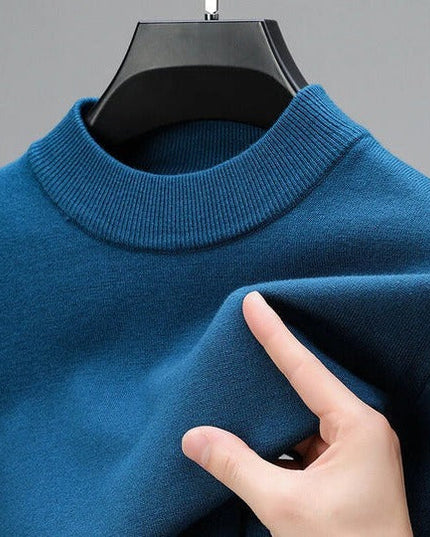 Men's Knit Pullover with a Ribbed Funnel Collar