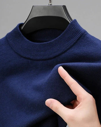 Men's Knit Pullover with a Ribbed Funnel Collar