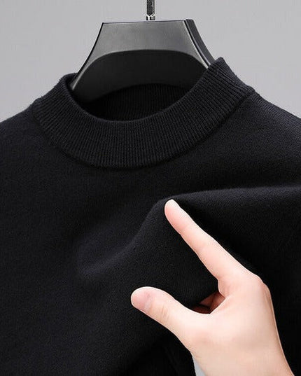 Men's Knit Pullover with a Ribbed Funnel Collar