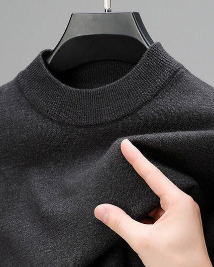 Men's Knit Pullover with a Ribbed Funnel Collar