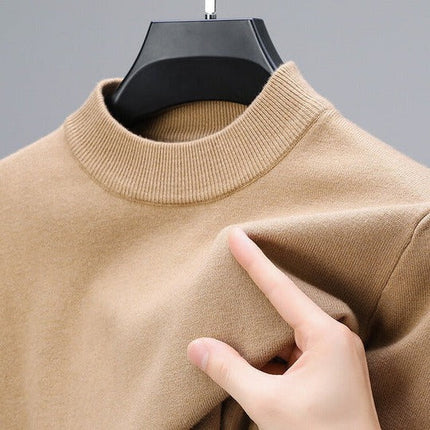 Men's Knit Pullover with a Ribbed Funnel Collar
