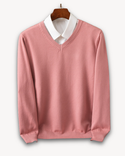 Men's Layering Sweater with a V-Neck and Ribbed Trim