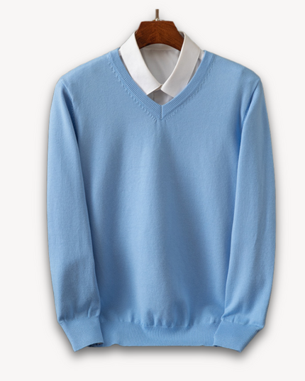 Men's Layering Sweater with a V-Neck and Ribbed Trim