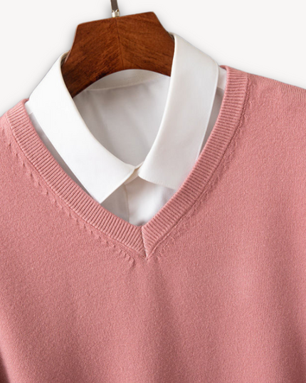 Men's Layering Sweater with a V-Neck and Ribbed Trim