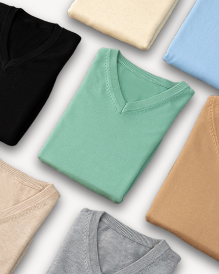 Men's Layering Sweater with a V-Neck and Ribbed Trim