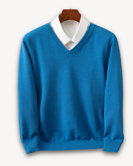Men's Layering Sweater with a V-Neck and Ribbed Trim
