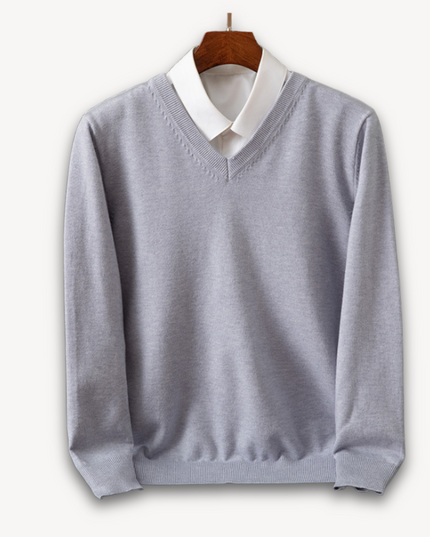 Men's Layering Sweater with a V-Neck and Ribbed Trim