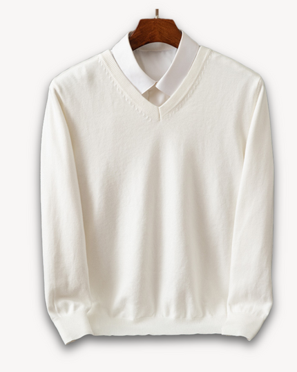Men's Layering Sweater with a V-Neck and Ribbed Trim
