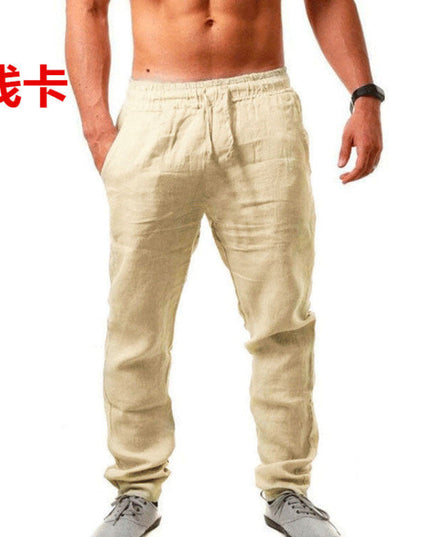 Men's Linen-Look Pants with a Drawstring Waist