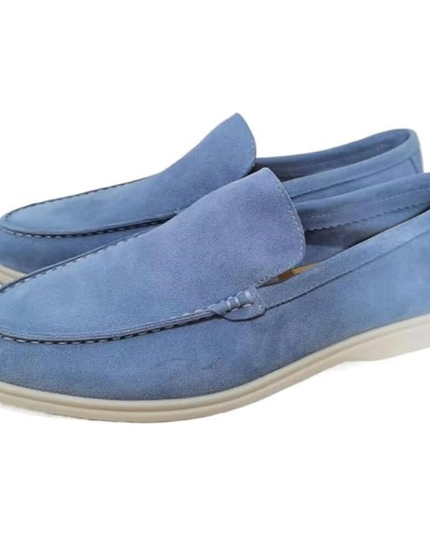 Men's Loafers in Suede with a Chunky White Sole