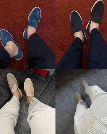 Men's Loafers in Suede with a Chunky White Sole