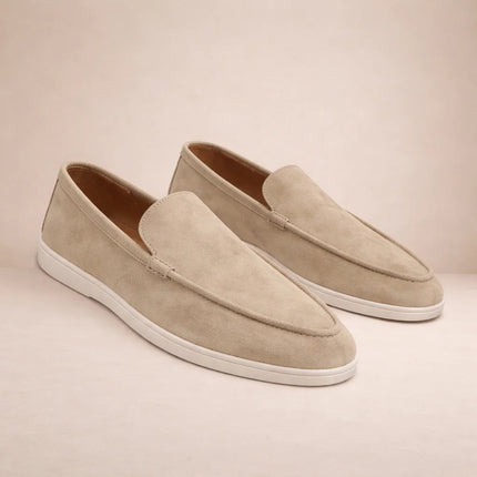 Men's Loafers in Suede with a Chunky White Sole