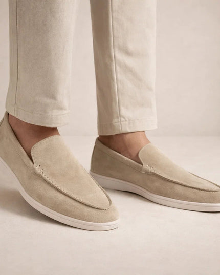 Men's Loafers in Suede with a Chunky White Sole