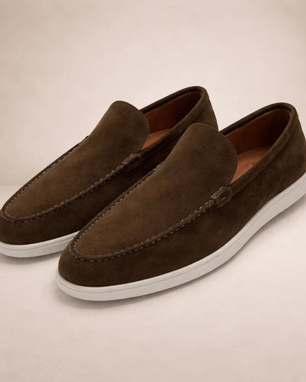 Men's Loafers in Suede with a Chunky White Sole