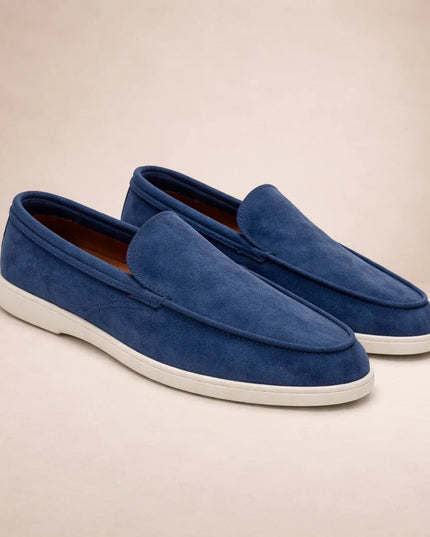 Men's Loafers in Suede with a Chunky White Sole