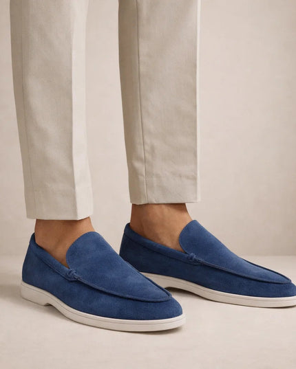 Men's Loafers in Suede with a Chunky White Sole