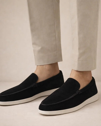 Men's Loafers in Suede with a Chunky White Sole