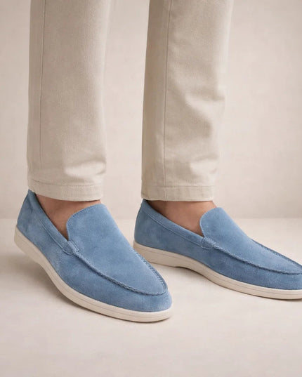 Men's Loafers in Suede with a Chunky White Sole