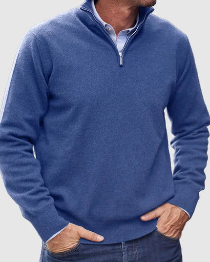 Men's Mock Neck Pullover with a Quarter-Zip Collar