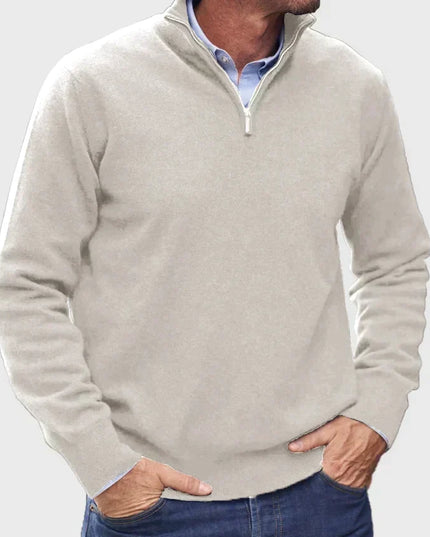 Men's Mock Neck Pullover with a Quarter-Zip Collar
