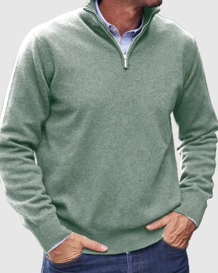Men's Mock Neck Pullover with a Quarter-Zip Collar