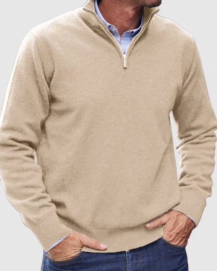Men's Mock Neck Pullover with a Quarter-Zip Collar