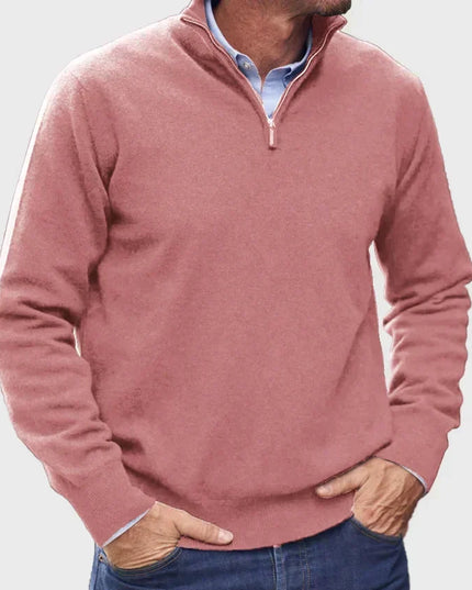 Men's Mock Neck Pullover with a Quarter-Zip Collar